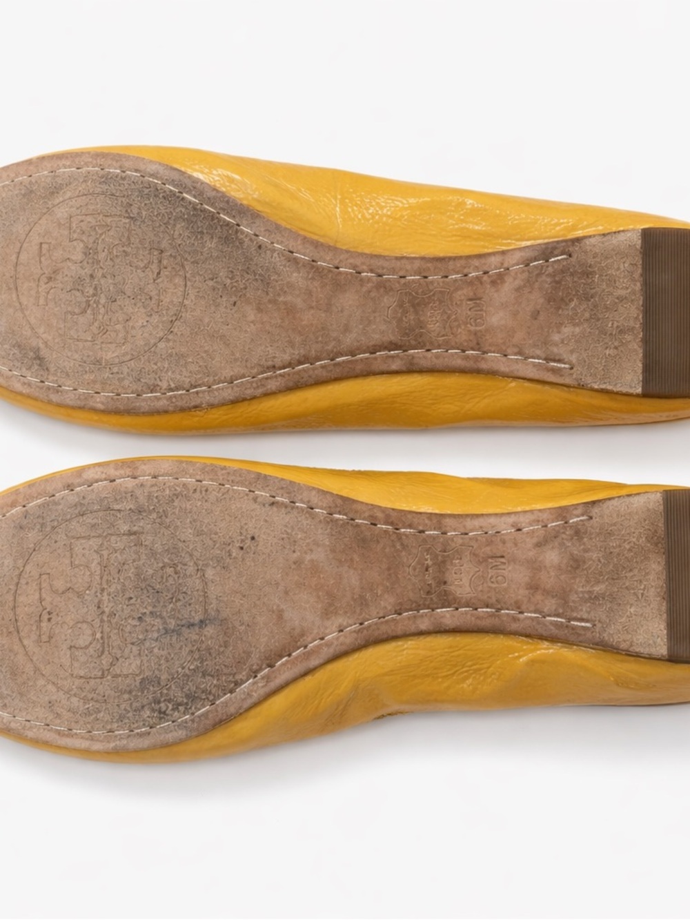 Tory Burch Minnie Travel Ballet Flat in Mustard Yellow - Picture 4 of 4